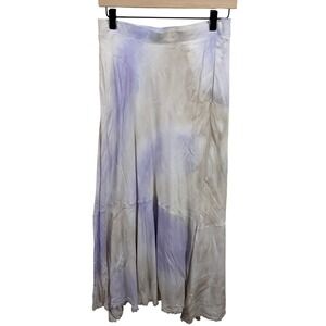 Raquel Allegras Purple Pastels Tie Dye Raw Hem Flowy A-Line Maxi Skirt Womens 00